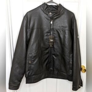 AC Luxury Collection Italian Vegan Leather Jacket Black Lined Men's Size XL NWT